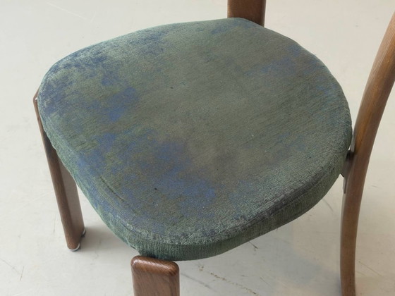 Stapelbare stoelen van Bruno Rey met groene stoffen zittingen voor Dietiker, Zwitserland, jaren 70. (photo 8 of 13)