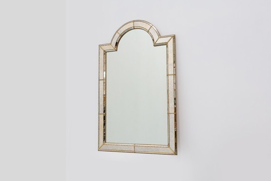 Image 1 of Large 20th Century Venetian Trapezium Mosaic Mirror with Brass Garlands