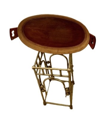 Groot Vintage Ovaal Gebogen Houten Dienblad – Ergonomische Teakhouten Handgrepen - Scandinavisch