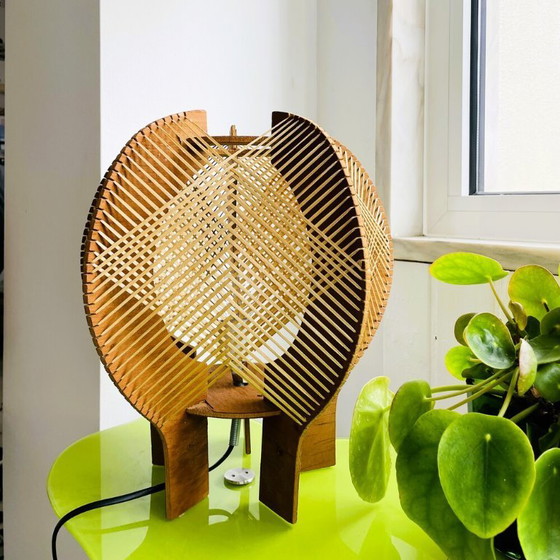 Image 1 of Portuguese mid century sculptural wooden table lamp, 1960s
