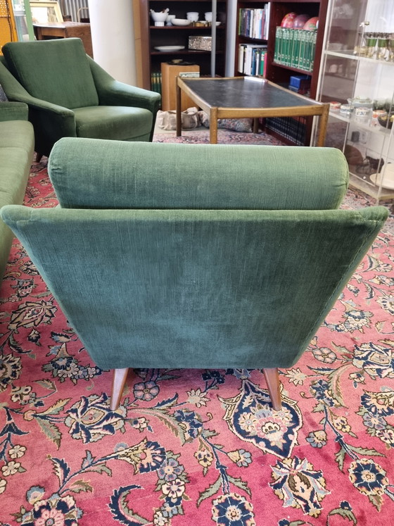 Image 1 of Bankstel in mid-century design uit de jaren 60/70 - Set van 3, groen