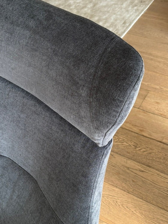 Image 1 of Draaibare design relaxfauteuil met voetensteun (blauwgrijs fluweel)