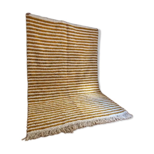 Handgewebter marokkanischer Teppich - dunkelbraunes Level-Design - Wolle - 303 x 202 cm