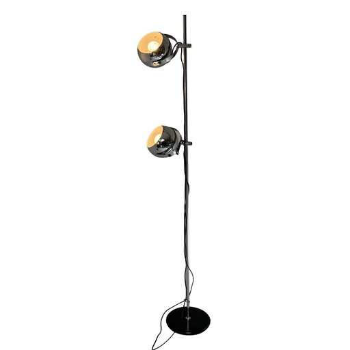 Gepo - Space Age Design / MCM Floor Lamp with Two Shades - Chrome Shades