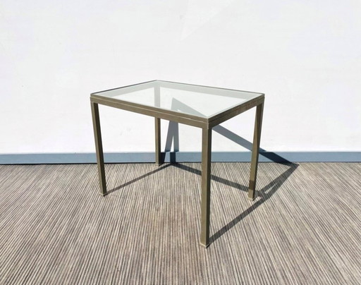 Brushed steel coffee table. Vintage 70s