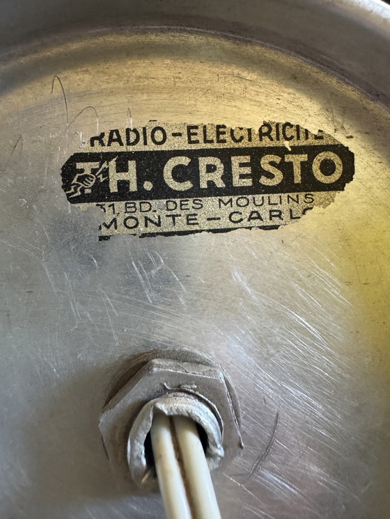 Image 1 of Kleine Art Deco glazen en koperen Bauhaus lamp