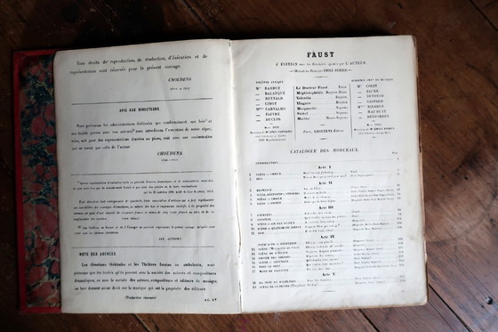Image 1 of Partition d'opéra française ancienne « Faust » de Charles Gounod, XIXe siècle – Choudens Paris – 2C46