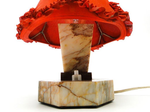 Art Deco Stone Table Lamp, Czechoslovakia, 1930s – tafellampen, Textile (photo 2 of 12)