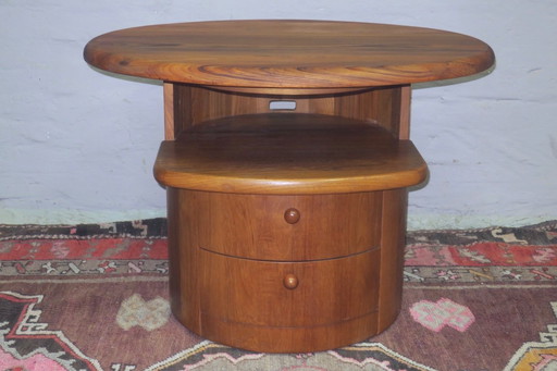 Solid Teak Oval Coffee Table with Swivel Top by Silkeborg, Denmark 1960s