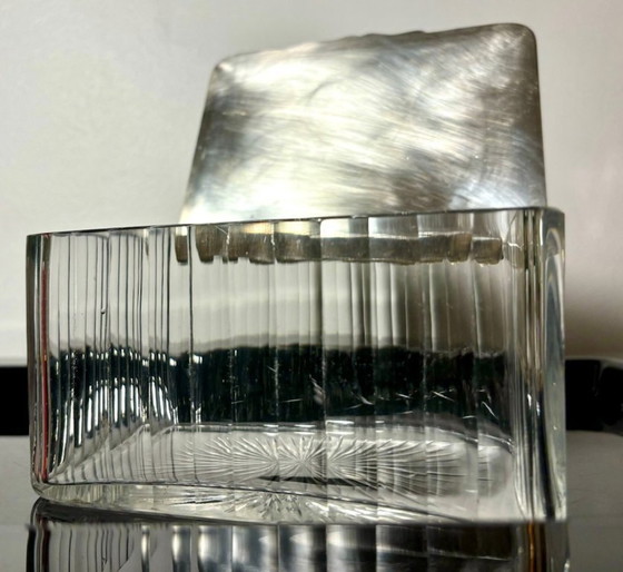 Image 1 of Baccarat crystal box silver lid