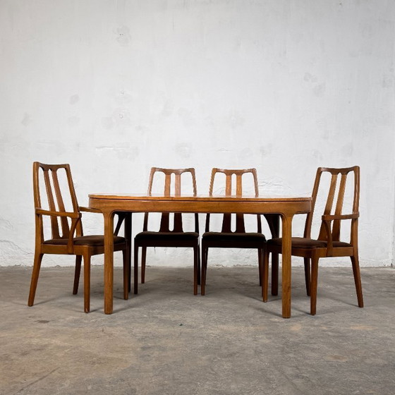Image 1 of Mid-Century Nathan Dining Set: Extendible Table & 6 Chairs, 1960
