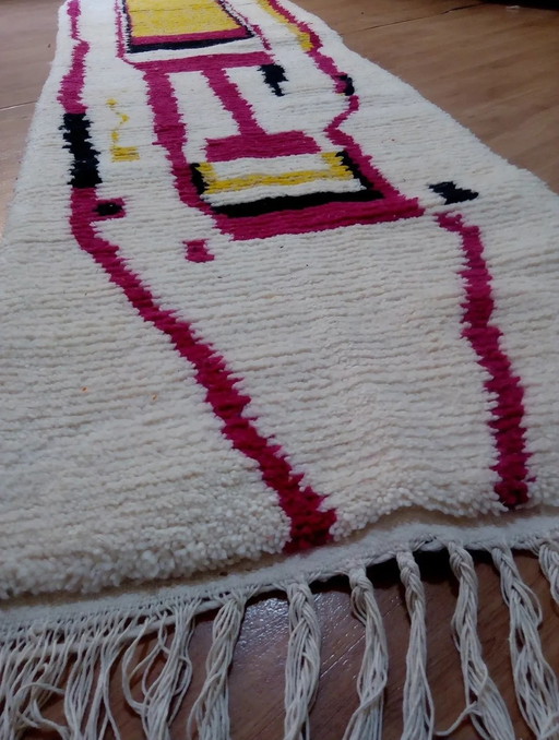 Tapis de couloir tradionnel bérbere réference Mrirt Écru