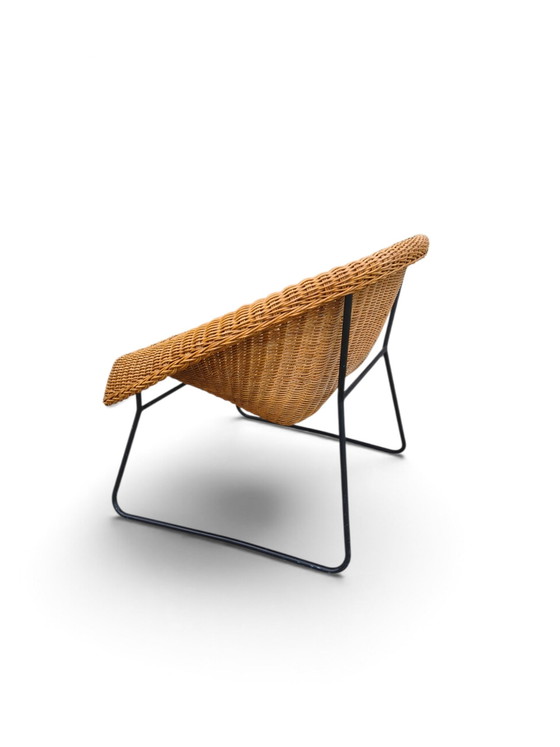 Paire de fauteuils en osier des années 1960 – Metal, Wicker (photo 4 of 8)