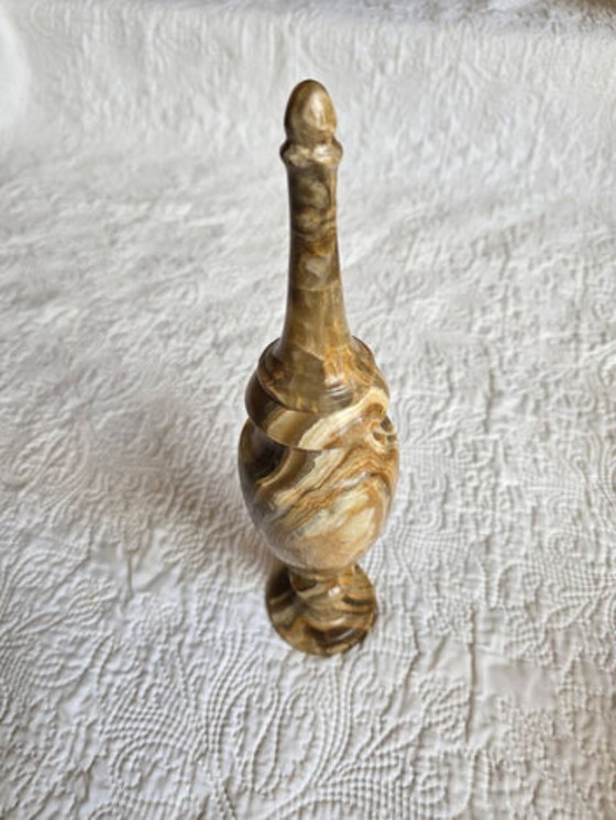 Vintage covered vase in veined marble onyx, 1960s-1980s – Stone (photo 4 of 5)