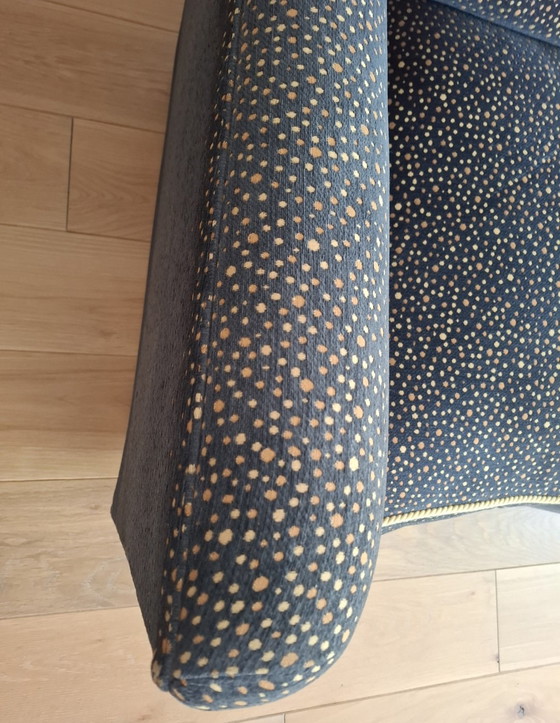 Image 1 of Blauwe bank incl bijpassende hocker en kussenhoezen