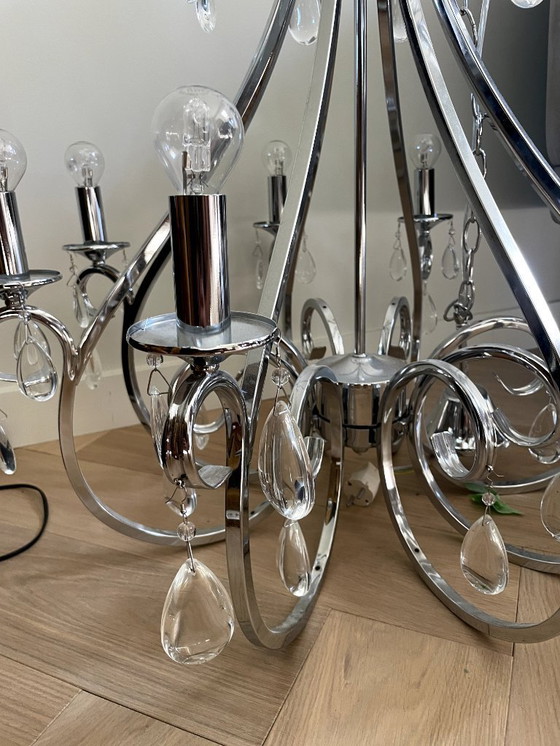 Image 1 of Kroonluchter met parels van glas. Alleen ophalen