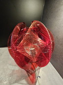 Paul secon? Futuristische Pendelleuchte aus Plexiglas und Nylonfaden im Weltraumzeitalter.