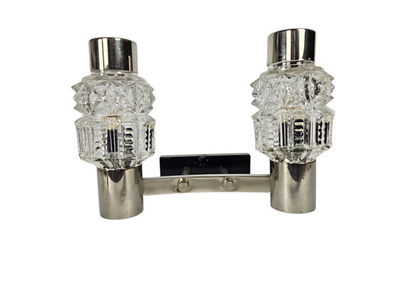 Image 1 of Attr. Staff Leuchten - wall lamp - chrome - crystal - West Germany - 70's