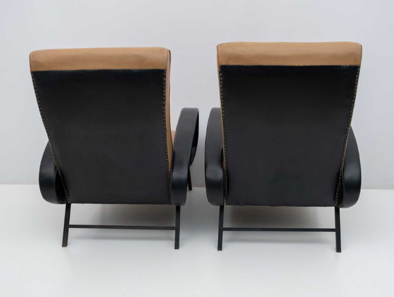 Image 1 of Coppia di poltrone reclinabili in pelle italiana di Marco Zanuso, stile Mid-Century Modern, anni '50