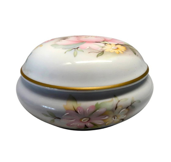 Image 1 of Bomboniera vintage in porcellana di Limoges, Francia - Decorazione floreale dipinta a mano - Condizioni perfette