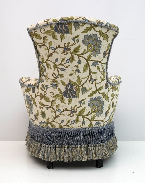 Image 1 of Paire de rares fauteuils en brocart Napoléon III du XIXe siècle