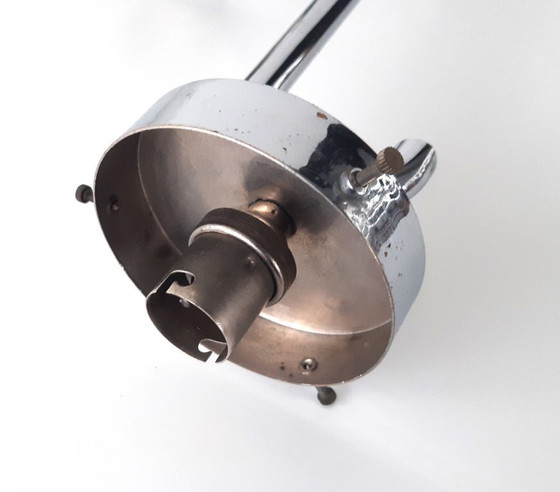 Image 1 of Lampada a sospensione classica art déco con attacco cromato e due sfere in vetro smerigliato