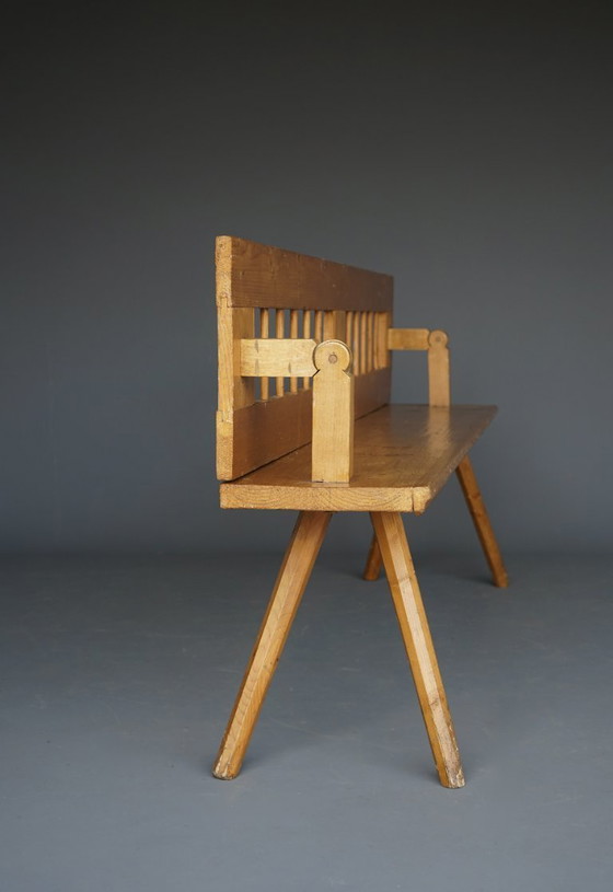 Image 1 of Banco de pino escandinavo con respaldo giratorio, década de 1890