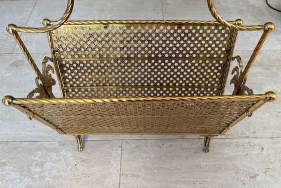 Image 1 of Porte-revues en laiton style Hollywood Regency – lourd et décoratif