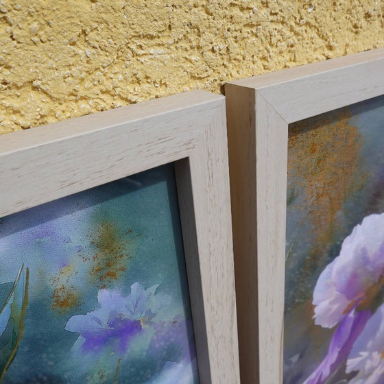Image 1 of  Irises B103 - diptych in frame
