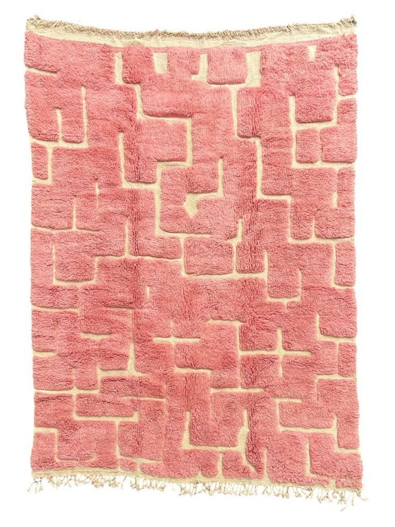 Image 1 of Marokkaans M'rirt Rose wollen tapijt 200x300 – Handgeweven | Hoogwaardig Berber tapijt