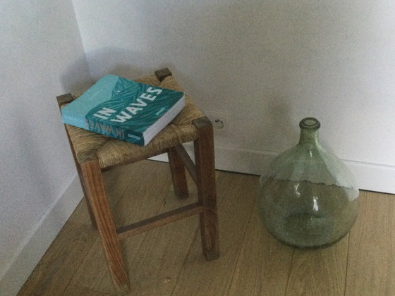 Image 1 of Brutalist stool with a woven seat