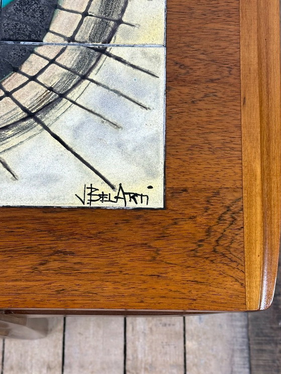 Image 1 of Tavolino da caffè in teak e terracotta lavica di J. Belarti, 1960