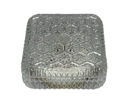 Plafondlamp uit de jaren 60/70, plafondmontage, glas, metaal, ruimtetijdperkontwerp