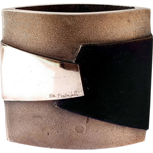 Vase en bronze vintage art abstrait par Esa Fedrigolli pour Esart Italie, 1980