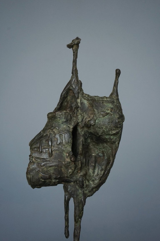 Image 1 of Jetty Homan, Scultura astratta, anni '70, Bronzo e teak