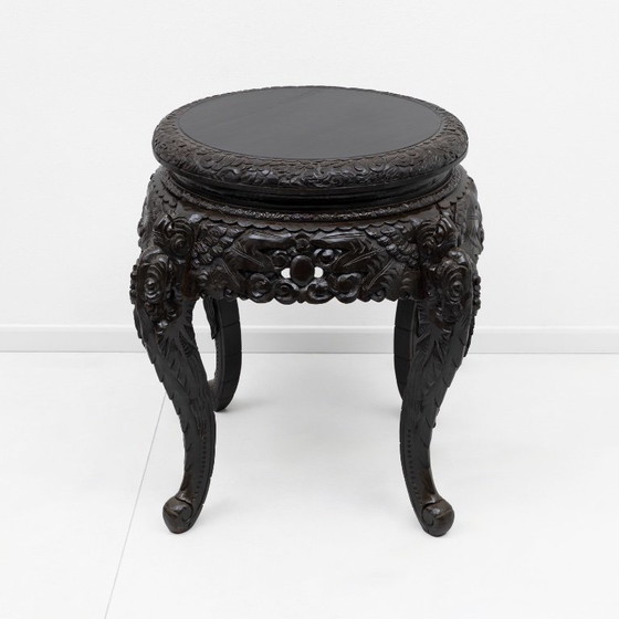 Tavolo cinese intagliato drago dinastia Qing, legno duro ebanizzato – Console (photo 2 of 7)