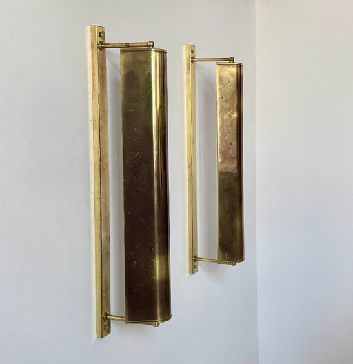 Pair of brass adjustable sconces, France, 1960