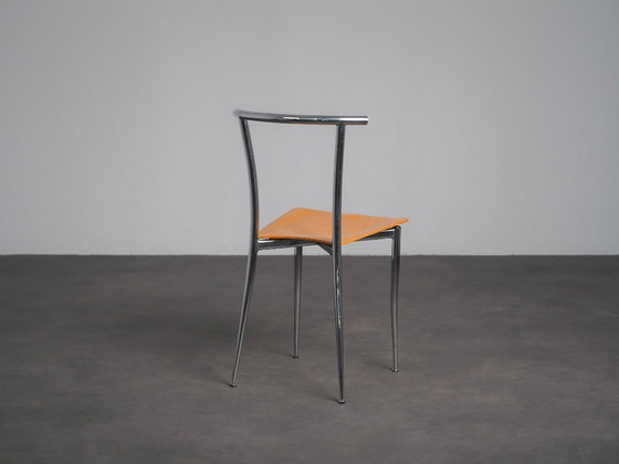 Lot de 4 Chaises de Salle à Manger Postmodernes en Chrome par Segis, Italie, années 1990 – Wood, Metal (photo 6 of 10)