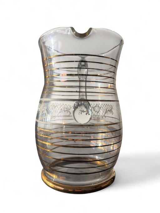 Set aus Krug und 5 goldgefütterten Gläsern aus den 1960er Jahren