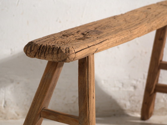Antieke Iepenhouten Bank, China, circa 1900, Bankjes, Rustic (foto 6 van 8)