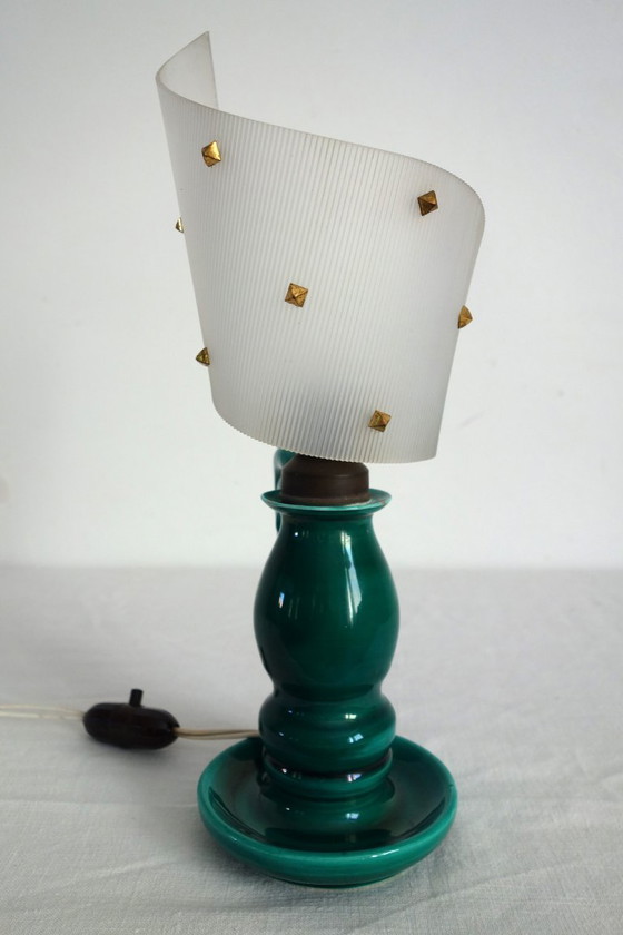 Image 1 of 1950s ceramic and plastic table lamp