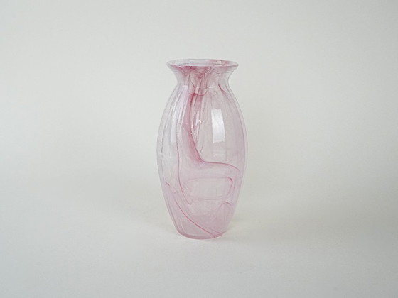 Image 1 of Pink glass vase, Italian design, 1980s, made in Italy