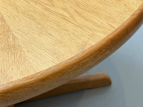 Image 1 of Round extendable dining table made of light-colored solid beech wood, 1970s