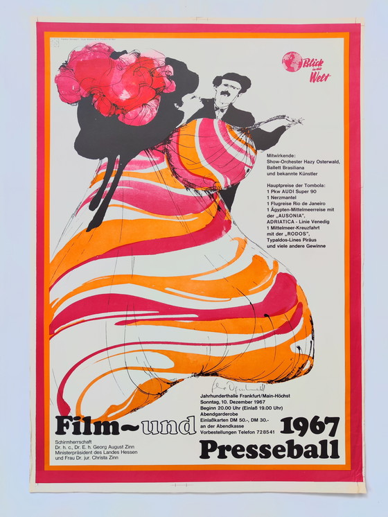 Image 1 of Affiche vintage Allemagne / Bal du cinéma et de la presse 1967