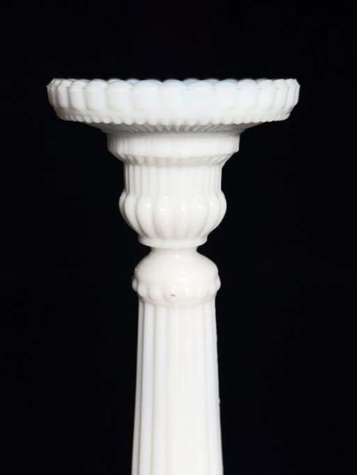 Vallérysthal Opaline Kandelaar Art Nouveau Glas Opaalglas Melkglas 1900 1910 Portieux Kandelaar Kaarsenhouder