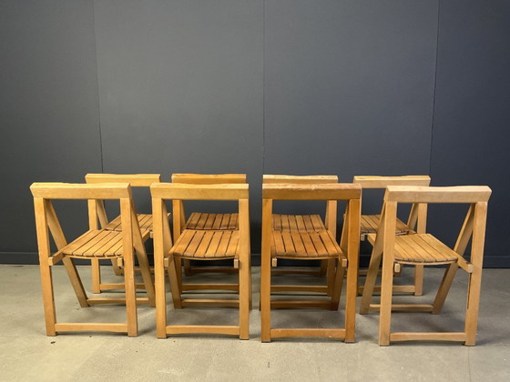 Image 1 of Vintage wooden folding chairs, 1960s set of 8