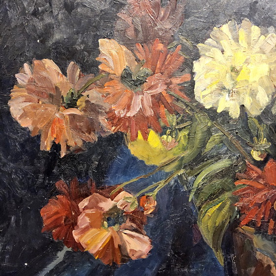 Image 1 of Grande Nature Morte Vintage à l'huile (162x120cm) Grande Nature Morte à l'huile (cadre baroque doré)