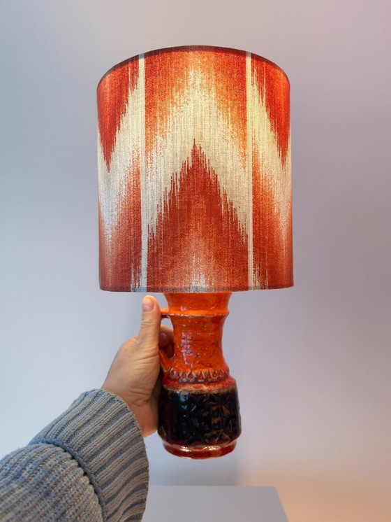 Image 1 of Lampe de table Fat Lava - fabriquée à partir d'un vase Jasba original des années 1970.