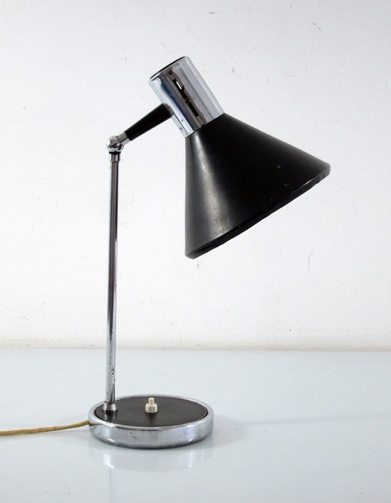 Image 1 of Lampada da scrivania vintage italiana anni Sessanta in cromo e nero