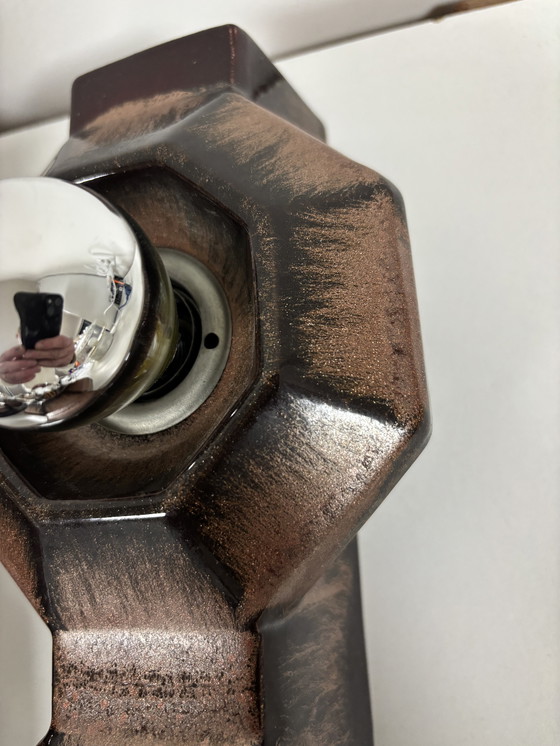 Image 1 of Lampade da parete in ceramica marrone di Pan, Germania, 1970, set di 2